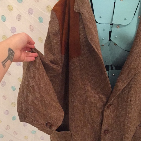 Vintage Men's Tweed Suede Coat - Picture 3 of 7